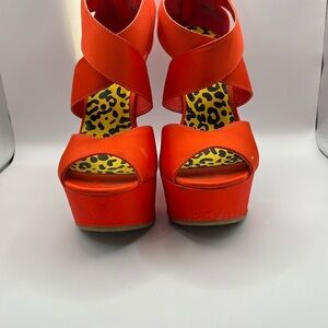Orange Women's Wedge Sandals, size 8
